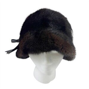 Cikra Cleveland Dark Brown Mink Fur Bucket Hat Vintage 1960s Made in USA